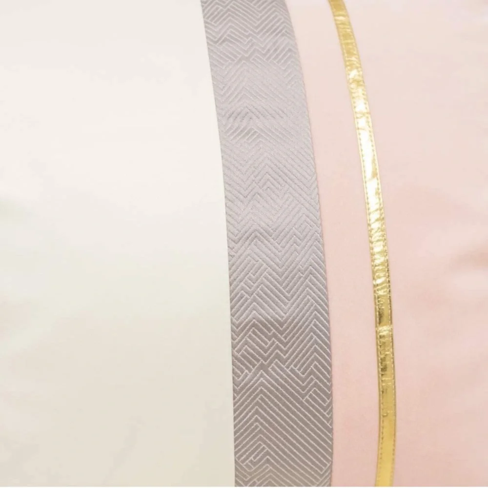 Luxury Home | Chic Pink & Ivory Color Blocked Soft Velvet Throw Pillow Cover
